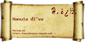 Hanula Éva névjegykártya